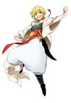  1boy ali_baba_saluja blonde_hair choker dalc_rose magi_the_labyrinth_of_magic male open_mouth short_hair simple_background solo sword weapon white_background yellow_eyes 