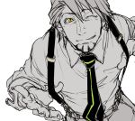  1boy facial_hair kaburagi_t_kotetsu male necktie smile solo spot_color suspenders tiger_&amp;_bunny wink yoshimura_masa 