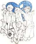  3boys absurdres ball character_name dama_(akilay) glasses goggles goggles_on_head hamano_kaiji hayami_tsurumasa heart highres inazuma_eleven_(series) inazuma_eleven_go kurama_norihito male monochrome multiple_boys open_mouth raimon soccer_ball soccer_uniform spot_color star telstar track_jacket traditional_media white_background 