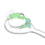  frog kochiya_sanae lowres no_humans pin rebecca_(keinelove) snake spoon sukusuku_hakutaku tail touhou 