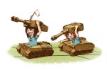  &gt;_&lt; 2girls ^_^ artist_request box brown_eyes brown_hair cardboard cardboard_box child closed_eyes girls_und_panzer multiple_girls nishizumi_maho nishizumi_miho smile 