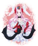  1girl adapted_costume angel_wings choker cure_passion dress fresh_precure! hair_ornament harp head_wings higashi_setsuna instrument jewelry lipstick long_hair magical_girl makeup nashe_taneru open_mouth pink_hair precure red_eyes ribbon smile solo tiara wings 
