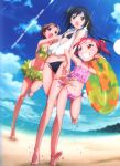  3girls absurdres accel_world bikini breasts cleavage highres kouzuki_yuniko kurashima_chiyuri kuroyukihime multiple_girls official_art scan swimsuit 