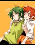  2girls blush closed_eyes green_hair hino_akane letterboxed midorikawa_nao multiple_girls precure red_eyes redhead short_hair simple_background smile_precure! tima 