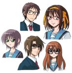  2boys 3girls asahina_mikuru bespectacled glasses kandanchi koizumi_itsuki kyon multiple_boys multiple_girls nagato_yuki school_uniform serafuku sunglasses suzumiya_haruhi suzumiya_haruhi_no_yuuutsu 