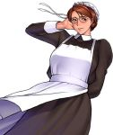  1girl brown_hair emma glasses hair_up maid maid_headdress solo takasugi_kou victorian_romance_emma 