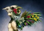  flower horns male open_mouth original plant rose sakuryuu@crimson skull white_hair wings 