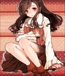  1girl blouse boots brown_hair female jewelry kamen_rider kamen_rider_wizard_(series) kiwamete_bureibuna_mato koyomi_(kamen_rider_wizard) long_hair red_eyes ring skirt sleeves_past_wrists solo 