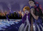  2boys black_hair book caster_(fate/zero) esetoro fate/zero fate_(series) jacket monster multiple_boys orange_hair purple_jacket tentacles uryuu_ryuunosuke 