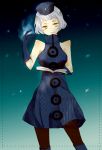  bare_shoulders book boots dress elizabeth_(persona) gloves hat pantyhose persona persona_3 short_hair sleeveless sleeveless_dress smile solo white_hair yellow_eyes 