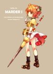  1girl acea4 animal_ears armor gloves jewelry lance marder_i mecha_musume necklace original personification polearm short_hair skirt tail weapon world_war_ii 