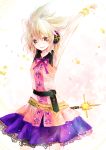  1girl belt blonde_hair bracelet earmuffs jewelry makuwauri shirt skirt sleeveless solo sword touhou toyosatomimi_no_miko weapon 