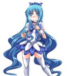  1girl blue_eyes blue_hair brooch cure_marine dress hair_ornament heart heartcatch_precure! jewelry kurumi_erika long_hair magical_girl precure ribbon solo sweatdrop thigh-highs very_long_hair white_legwear wrist_cuffs 