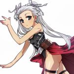  1girl archer ass black_eyes fate/stay_night fate_(series) genderswap leotard lowres mitsuki_mitsuno silver_hair solo tan twintails white_hair 
