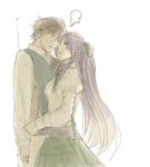  1boy 1girl alternate_hairstyle butz_klauser closed_eyes faris_scherwiz final_fantasy final_fantasy_v hetero incipient_kiss long_hair ponytail purple_hair short_hair toutoumi white_background 