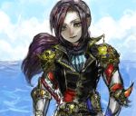  1girl armor drawr faris_scherwiz final_fantasy final_fantasy_v long_hair ocean ponytail purple_hair solo tsubame_fuji 