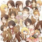  annie_leonhardt armin_arlert bare_shoulders chin_grab christa_renz drooling eren_jaeger glasses hanji_zoe highres jean_kirchstein levi_(shingeki_no_kyojin) mikasa_ackerman niwa_(19950319) reiner_braun sasha_browse shingeki_no_kyojin sparkle ymir_(shingeki_no_kyojin) 