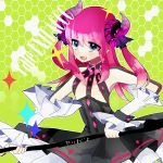  1girl blue_eyes claws detached_sleeves dress fate/extra_ccc fate_(series) horns lancer_(fate/extra_ccc) long_hair lowres pink_hair polearm solo tail tsuyudakudakunarin two_side_up weapon 