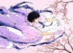  1boy black_hair cherry_blossoms closed_eyes gloves japanese_clothes jrkain kimono solo sumeragi_subaru x_(manga) 