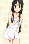  1girl akiyama_mio black_eyes black_hair jpeg_artifacts k-on! long_hair naked_towel tagme towel 