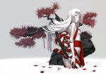 1girl 92m ass breasts grey_eyes highres katana kouhaku_nawa long_hair original solo sword tree weapon white_skin 