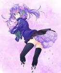  1girl blue_eyes ene_(kagerou_project) flower hydrangea kagerou_project long_hair purple_hair skirt solo twintails yamabukiiro 