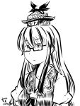  1girl glasses kamishirasawa_keine kawashina_(momen_silicon) long_hair monochrome simple_background solo touhou white_background 