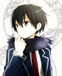  1boy black_eyes black_hair kirito male necktie school_uniform short_hair sword_art_online tsukimori_usako 