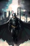  1boy armor batman batman_(series) belt bruce_wayne building cape city dc_comics gauntlets gotham longai male mask solo walking 