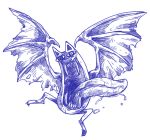  bat crazy_eyes fangs golbat kuuneru monochrome no_humans pokemon pokemon_(creature) tongue wings 