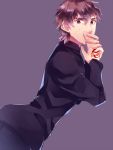  1boy brown_eyes brown_hair command_spell covering_mouth fate/zero fate_(series) kotomine_kirei purinnkawayusu solo sweat 