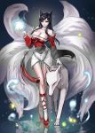  ahri animal_ears artist_request fox fox_tail highres league_of_legends tail yellow_eyes 