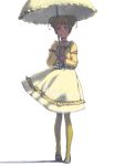  1girl akinbo_(hyouka_fuyou) brown_hair dokidoki!_precure double_bun dress hair_ornament looking_at_viewer pantyhose precure short_hair smile solo twintails umbrella yotsuba_alice 