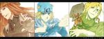  3boys blonde_hair brown_hair diego_brando dinosaur gyro_zeppeli hat highres hymg-gmyh johnny_joestar jojo_no_kimyou_na_bouken long_hair multiple_boys steel_ball_run 