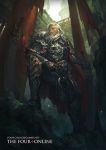  ando armor beard blade cape facial_hair long_hair male original pillar solo standing sword weapon white_hair 