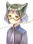  1girl animal_ears blush cat_ears dotted_outline green_eyes green_hair hanekoto original short_hair simple_background solo white_background 