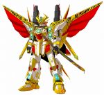  gundam mecha nakano_haito no_humans samurai samurai_armor sd_gundam sd_sengokuden simple_background solo sword third_gundam_daishogun weapon white_background 