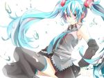  1girl aqua_eyes bangs blue_hair breath bubble bubble_blowing hatsune_miku tagme thighhighs twintails underwater vocaloid 