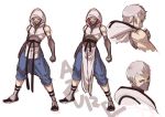  1boy azure_(yatagarasu) blue_eyes boots capri_pants concept_art elbow_gloves face_mask gloves hood mask ninja official_art silver_hair sleeveless_hoodie tomoyuki_kotani yatagarasu_(game) 