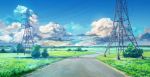 arsenixc clouds field grass highres horizon no_humans original power_lines road scenery sky summer telephone_pole tree 