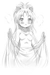  1girl :o animal_ears bare_shoulders blush camisole casual greyscale highres holding kemonomimi_mode long_hair looking_at_viewer mahou_shoujo_madoka_magica monochrome navel sakura_kyouko see-through solo thigh_gap wide_hips yoshitani_motoka 