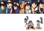  adult age_progression blue_hair goggles goggles_on_head kamina multiple_persona simon tengen_toppa_gurren_lagann young ys001 