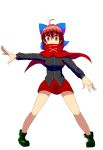  1girl boots bow breasts cape hair_bow highres long_sleeves red_eyes redhead sekibanki short_hair skirt solo touhou 