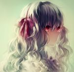  1girl hair_ribbon kagerou_project leclle long_hair mary_(kagerou_project) red_eyes ribbon silver_hair solo 