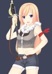  1girl blonde_hair blush long_hair mizunashi_kenichi original shorts simple_background smile solo sword very_long_hair weapon 