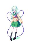  alternate_costume contemporary green_eyes green_hair heart karisuwaya komeiji_koishi long_hair partner_(artist) school_uniform solo touhou 
