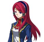  blazblue blue_eyes highres long_hair redhead school_uniform solo transparent_background tsubaki_yayoi vector_trace 