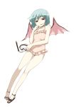  bat_wings blue_hair casual_one-piece_swimsuit diving_mask flat_chest frilled_swimsuit frills hands hota one-piece_swimsuit red_eyes remilia_scarlet short_hair solo swimsuit touhou wings 