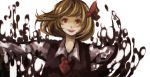  bad_id blonde_hair bow bust darkness hair_bow mgn0isi open_mouth outstretched_arms red_eyes rumia short_hair smile solo spread_arms touhou 