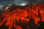  fantasy k-takano landscape lava molten_rock mountain original sky 